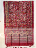 Stunning Maroon Kalamkari Linen Saree